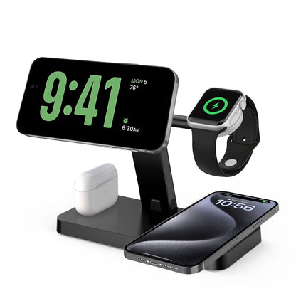 15W 4 in 1 Wireless Charger Stand Compatible with Iphone 15 14 13 12 11 Pro X Xs Max Xr 8 Apple Watch 9 8 7 6 5 4 3 2 Apple Airpods
