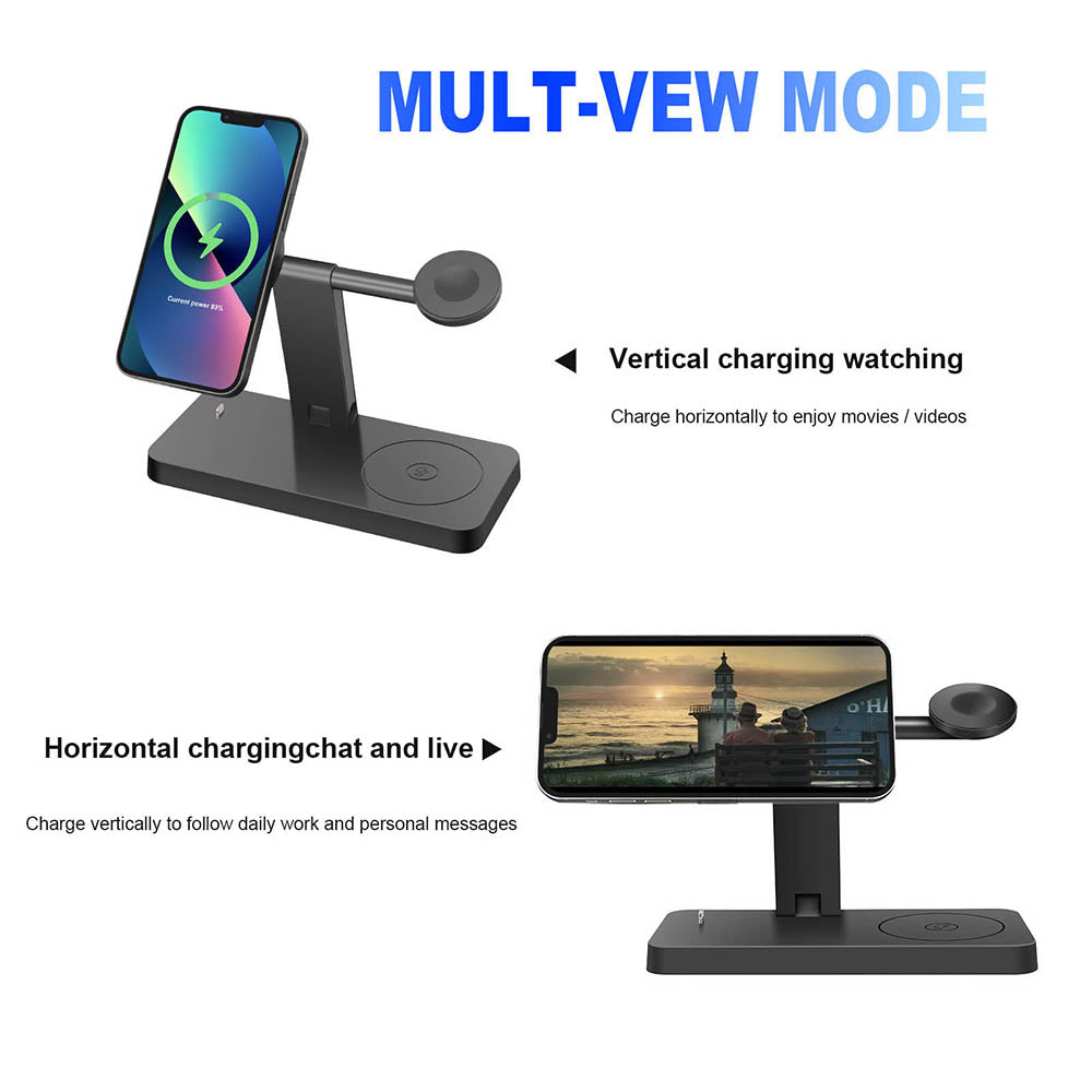 15W 4 in 1 Wireless Charger Stand Compatible with Iphone 15 14 13 12 11 Pro X Xs Max Xr 8 Apple Watch 9 8 7 6 5 4 3 2 Apple Airpods